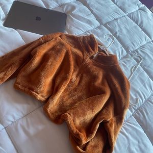 Burnt orange crop Sherpa sweater